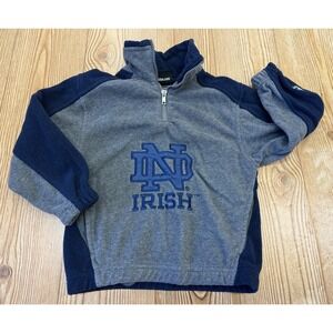 Adidas Kids Notre Dame Gray Blue 1/4 Zip Fleece Sweatshirt Sz 4 Youth